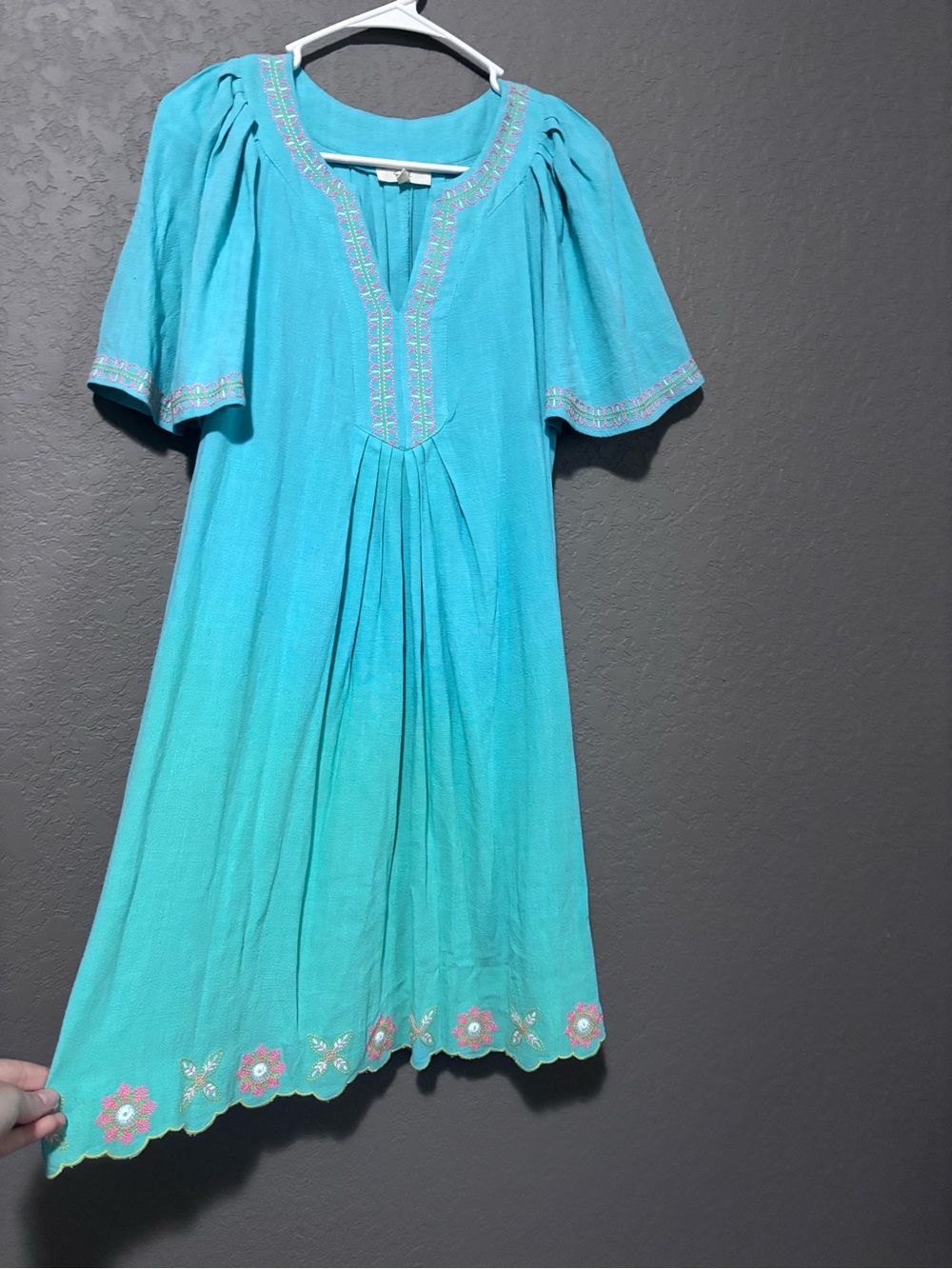 Turquoise Embroidered Boho Dress